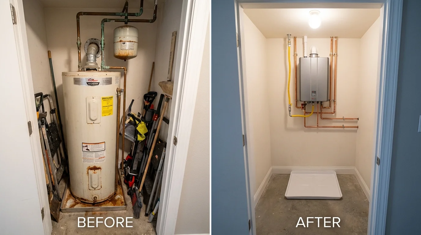 Tank water heater versus wall-mounted tankless unit comparison for Superior, WI homeowners
